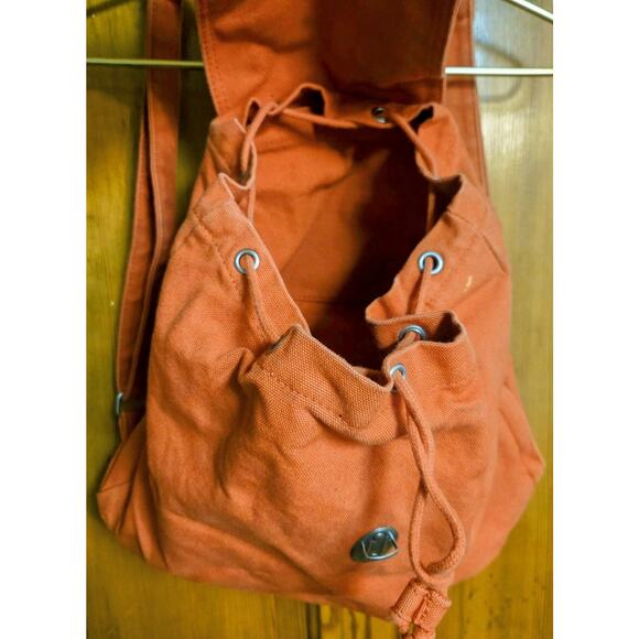 Baggu 100% Recycled Cotton Canvas Drawstring Backpack Orange Bag Casual Travel main image 13